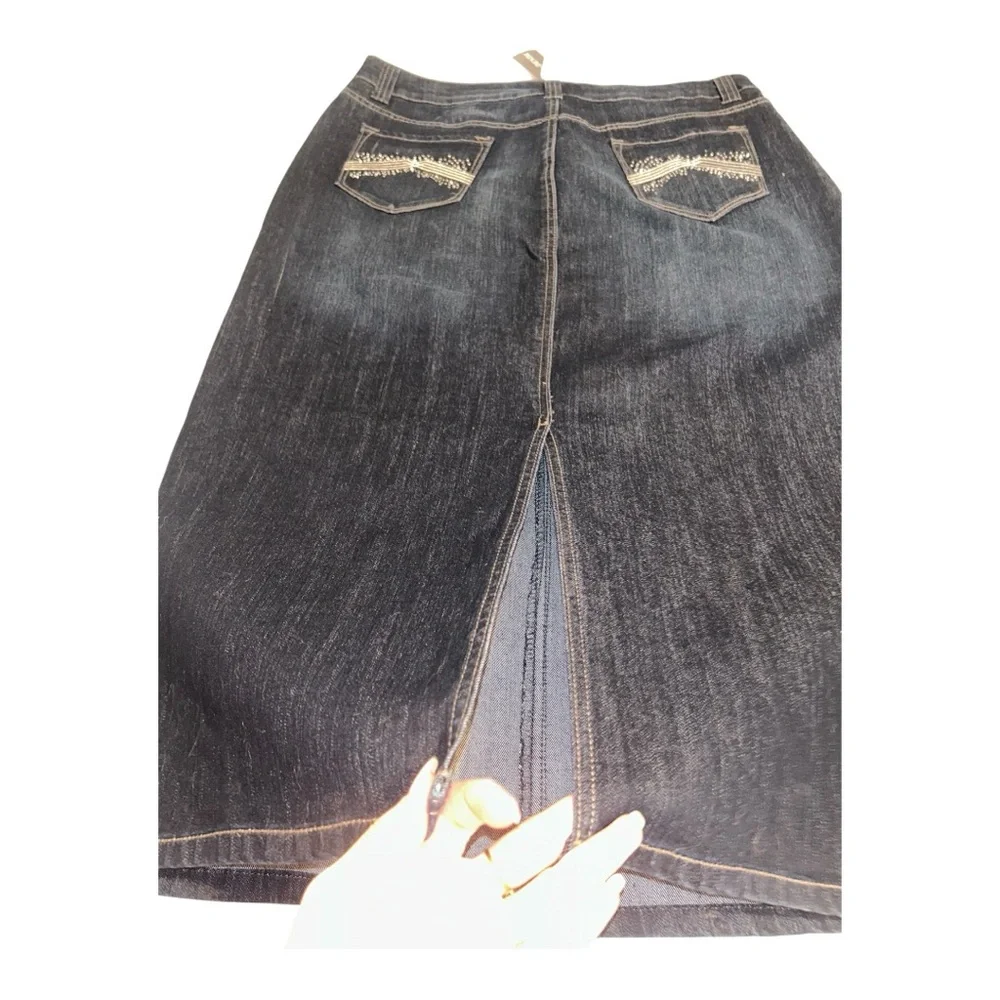 Christopher & Banks Black Denim Pencil Skirt size 14 new with tags